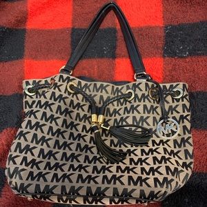 Michael Kors Logo Purse MK Black and Beige
